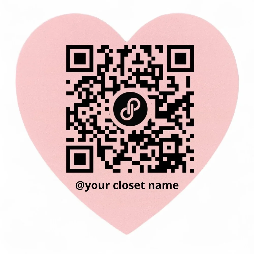 Custom Poshmark QR Code Sticker | RED or PINK Heart Closet Label 2